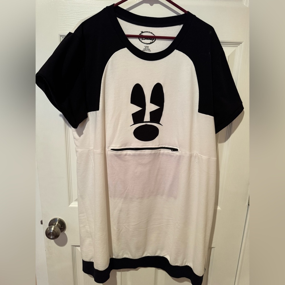 Black & White Mickey Mouse Swimsuit Cover-Up with Zipper Kangaroo Pouch
